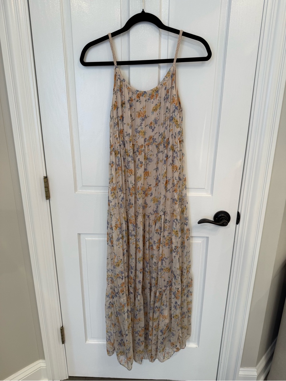 Elena Baldi Silk Blend Tiered Floral Maxi Dress